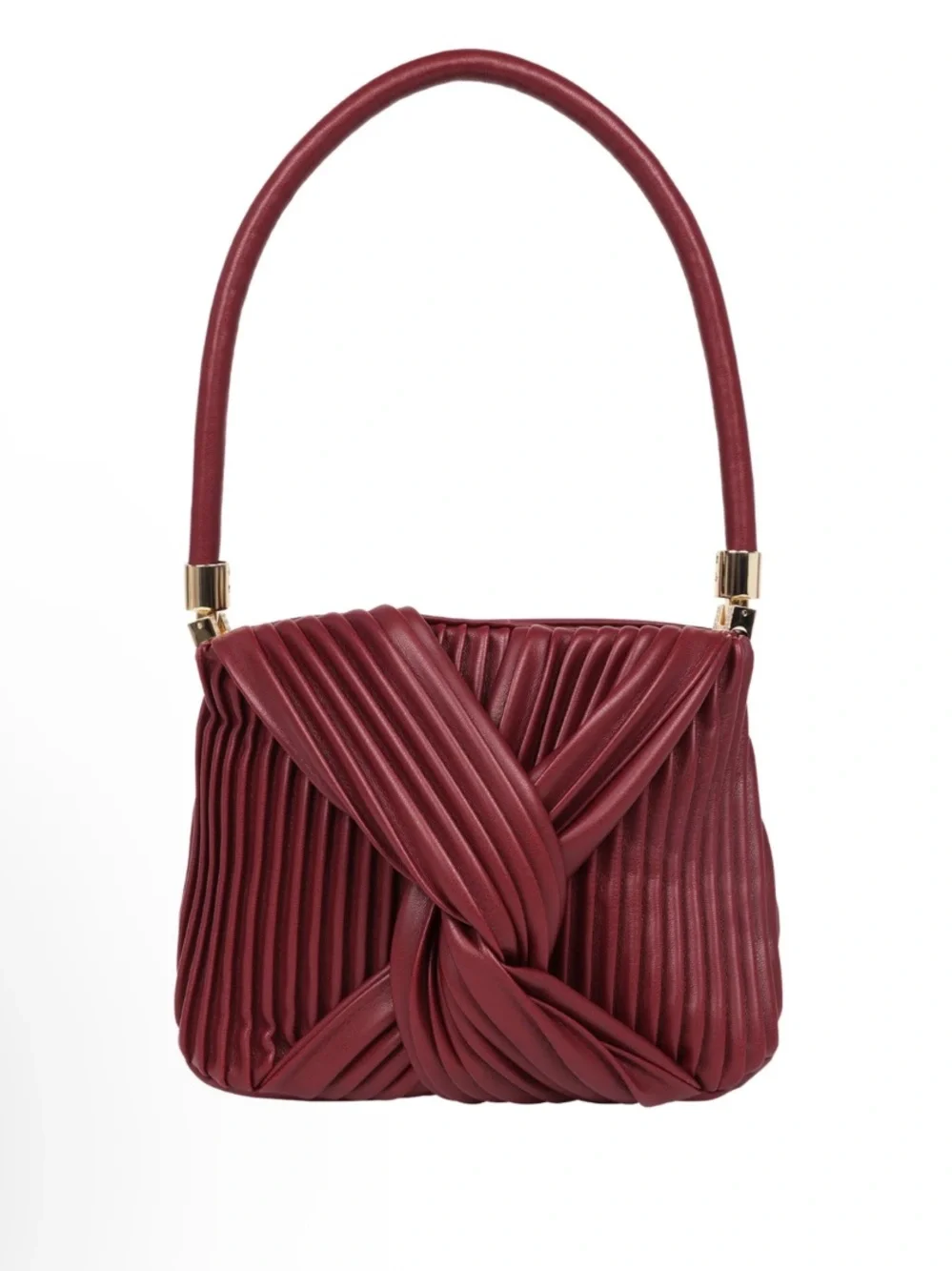 Jason Wu Wine Red Knotted Pleat Shoulder Bag